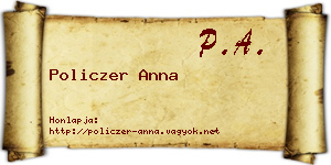 Policzer Anna névjegykártya